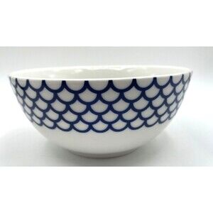 Set of 4 MIKASA LAVINA WHITE Cereal Bowls 6" Cobalt Blue Porcelain